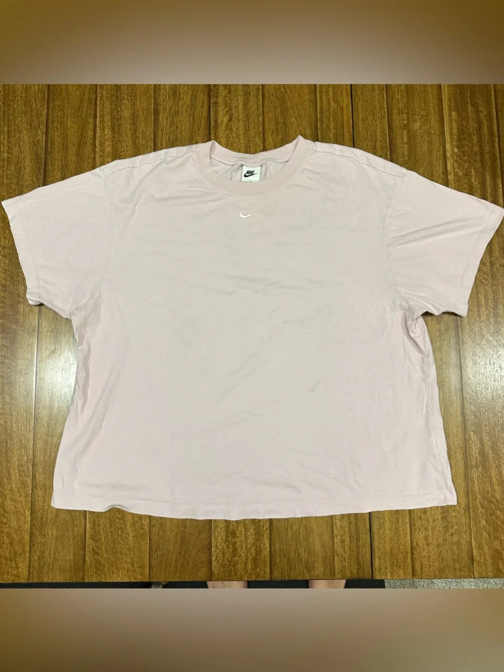 Nike Cotton Knit Logo Tee Pink Solid Crew Neck Short Sleeve 1X DM5123-530